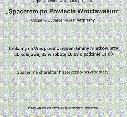 Zapraszamy na wycieczkę „Spacerem po Powiecie Wrocławskim”