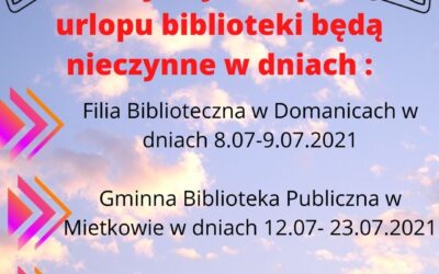 Informacja ! Urlop