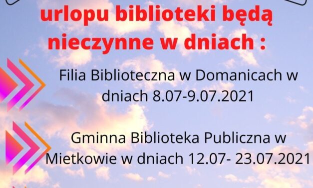 Informacja ! Urlop